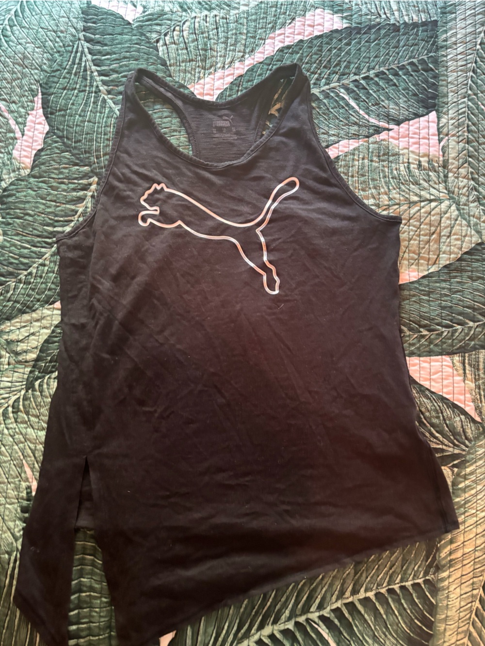 Puma Black Tank with white-Outlined Cat Logo